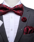 Hi-Tie Luxury Red Silk Men's Accessories for Weddings & Events 
