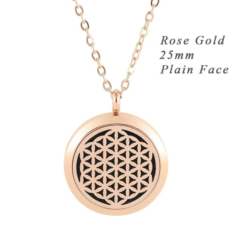 316L Stainless Steel Flower of Life Perfume Diffuser Pendant Necklace