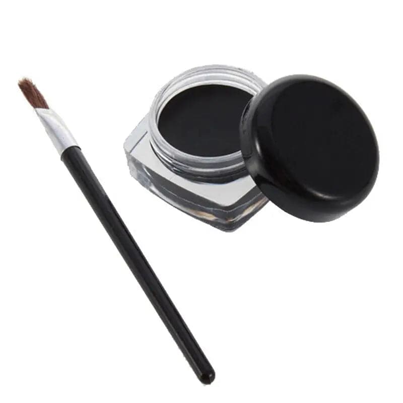 Long-lasting Black Waterproof Eyeliner Cream with Brush Set