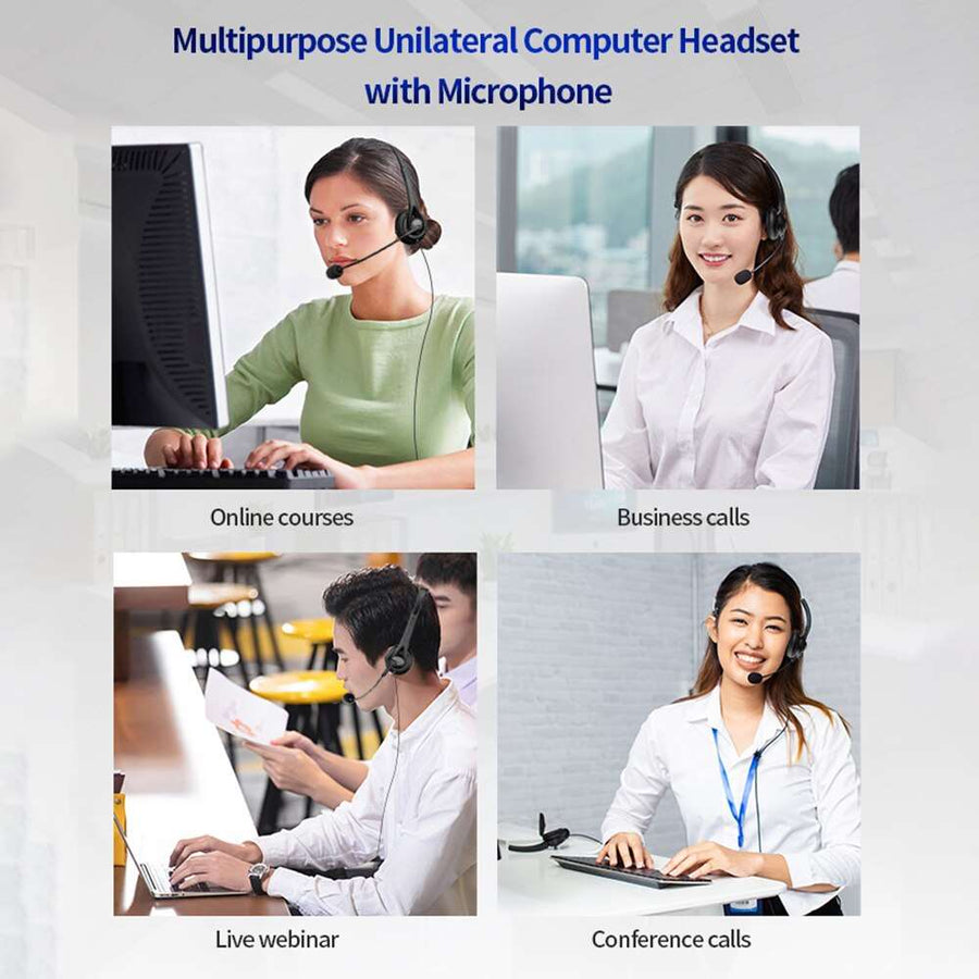 Microphone Volume Control Mute Cancelling Office PC Headphones 