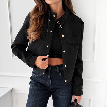 Women's Zipper Short Chic Suede Jacket Meifu Market