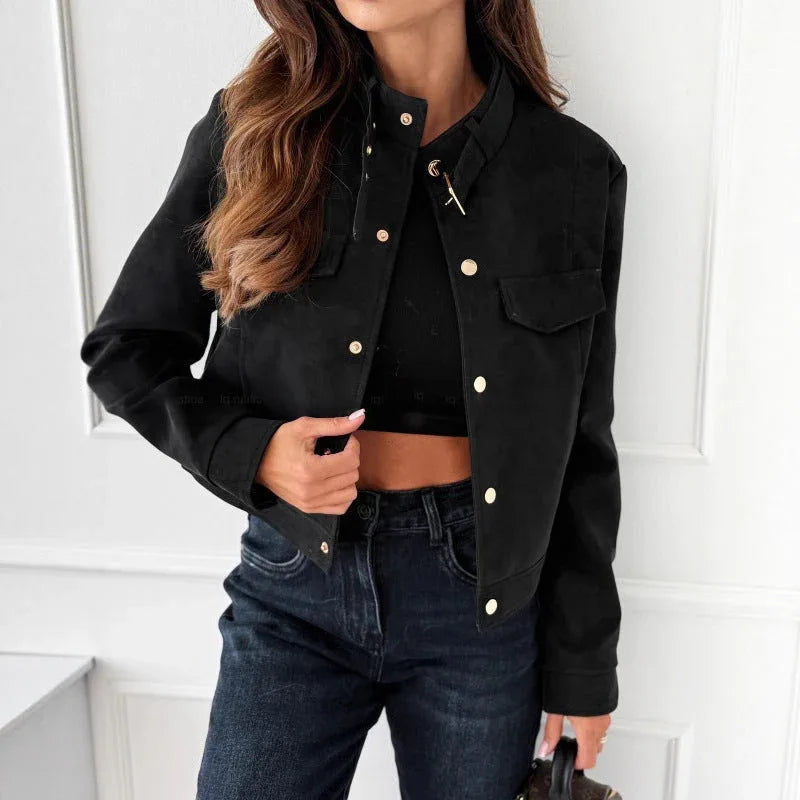 Women's Zipper Short Chic Suede Jacket Meifu Market