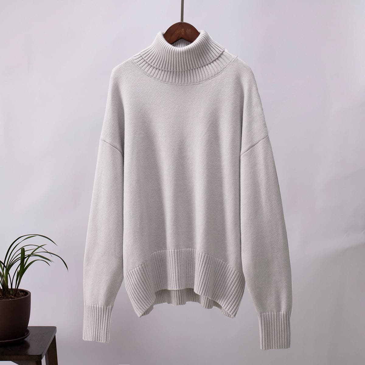 Women's Fashionable All-match Solid Color Turtleneck Sweater 