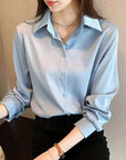 Women's Checkered Vintage Satin Shirt Meifu Market