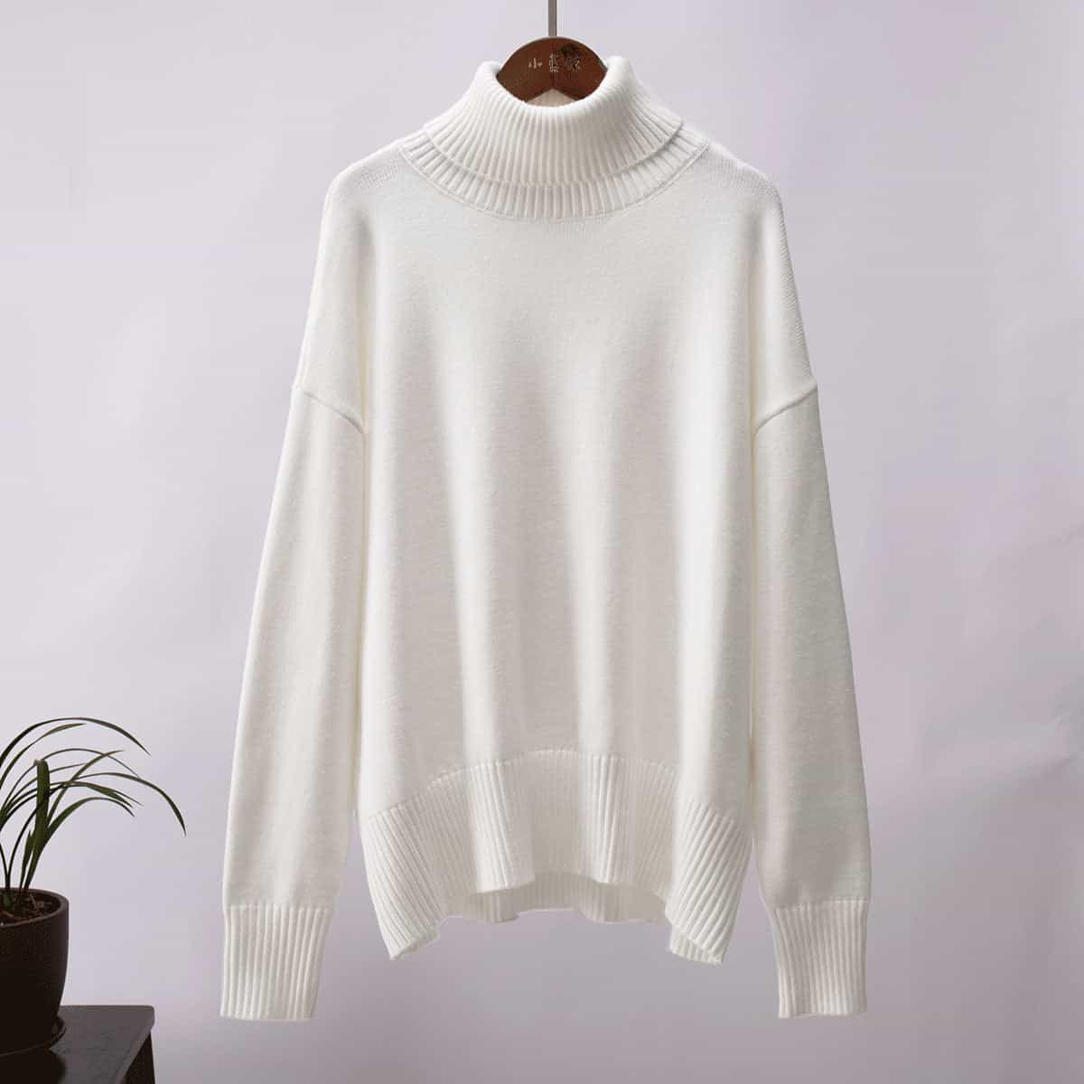 Women's Fashionable All-match Solid Color Turtleneck Sweater 