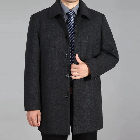 Middle-aged And Elderly Men's Woolen Coat Mid-length
