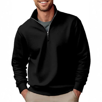 Casual Zipper Velvet Stand Collar Solid Color Men's Sweater Meifu Market