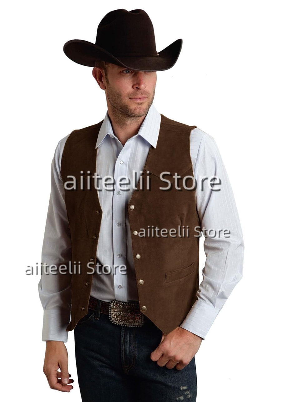 vest suede leather suit chalecos steampunk style waistcoat 