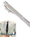 Elegant Silver Crystal Tie Clip for Men | Necktie Accessories