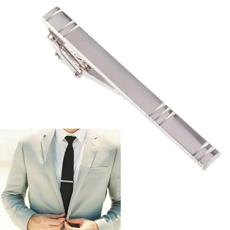Elegant Silver Crystal Tie Clip for Men | Necktie Accessories