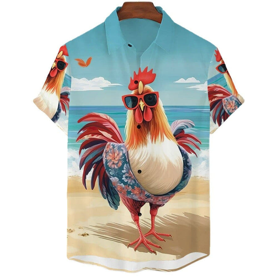 Fun Chicken Men Shirt 3d Print Shirt For Men Fun Cute Hawaiian Shirt