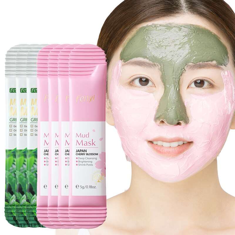 50pcs Japan Sakura Clay Mask for Face Deeply Cleansing Moisturizing Oil-Control Anti-Aging Wrinkle Pink Mud Mask Facial Skincare 