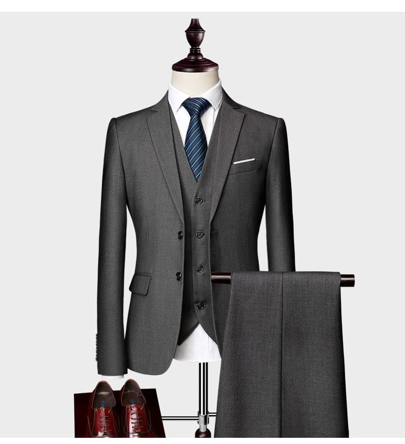 3 pieces pure color elegant suits+pants spring summer groomsmen male