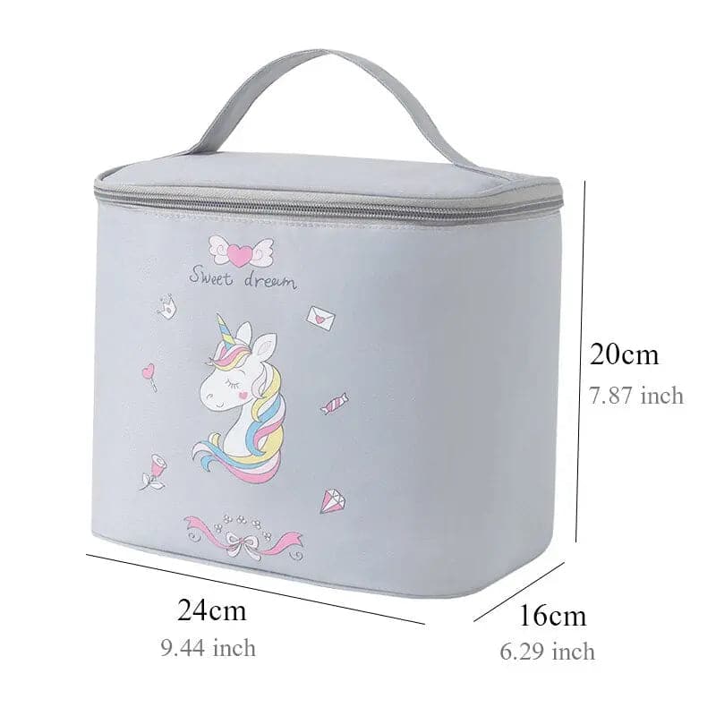 High-capacity Unicorn Themed Barrel Cosmetic Travel Bag for Women