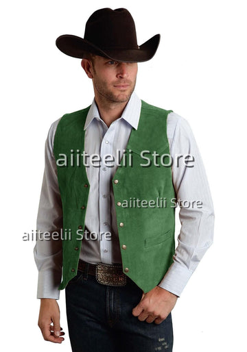 vest suede leather suit chalecos steampunk style waistcoat 