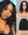 Black Wine Red Blond Split Afro Wig Long Curly Wig Natural Hair