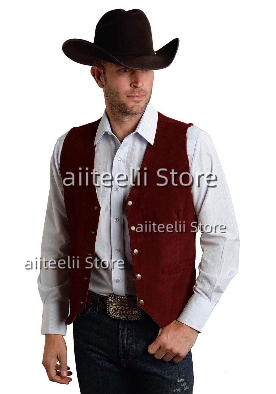 vest suede leather suit chalecos steampunk style waistcoat