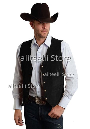 vest suede leather suit chalecos steampunk style waistcoat 