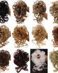 synthetic bun wig messy curly hair wig ladies wig hair clip black