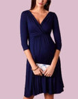Summer Loose Chiffon Maternity Dress Maternity Pleated Short Sleeve Dress