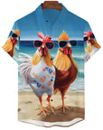 Fun Chicken Men Shirt 3d Print Shirt For Men Fun Cute Hawaiian Shirt