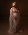 Photo Shoot Tulle Pearl Pregnancy Dress Photography Prop Maxi Gown