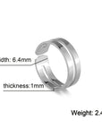 Stainless Steel Simple Geometric Ring Men Women Adjustable 