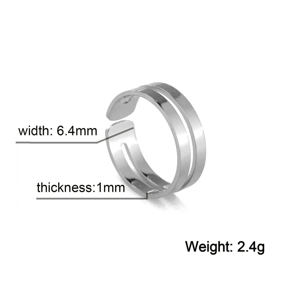 Stainless Steel Simple Geometric Ring Men Women Adjustable 