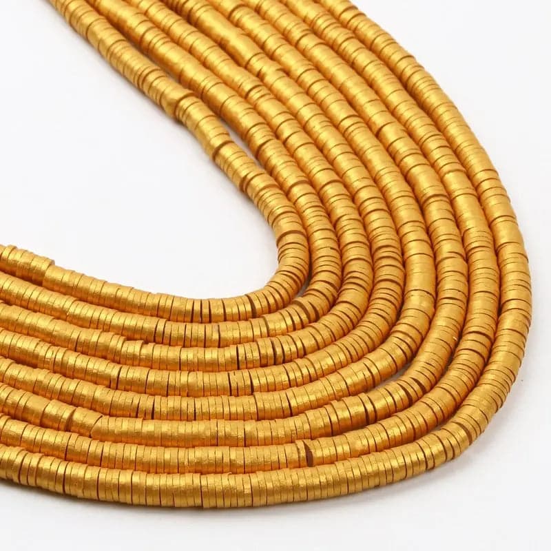 Gold Color Flat Round Rings Polymer Clay Beads   
