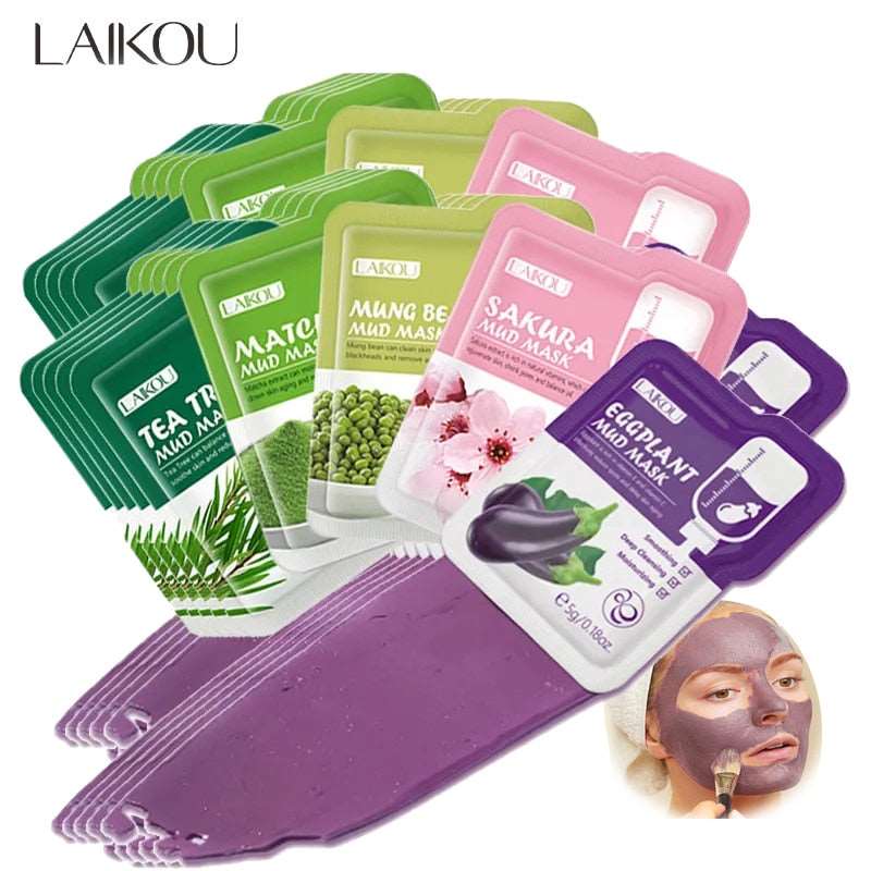 50pcs Japan Sakura Clay Mask for Face Deeply Cleansing Moisturizing Oil-Control Anti-Aging Wrinkle Pink Mud Mask Facial Skincare 