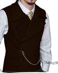 Woolen Suit Vest Retro Slim Fit Double Breasted Vests Victorian Style