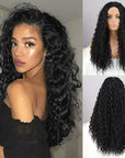 Black Wine Red Blond Split Afro Wig Long Curly Wig Natural Hair