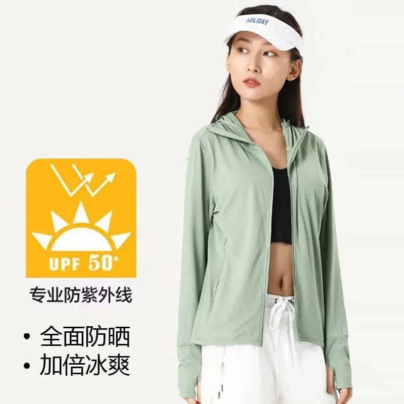 Summer Sunscreen Clothes Women Outdoor Riding Fishing Sports Sun UV Protection Clothing Ice Silk Breathable Hooded Shirt Jackets 