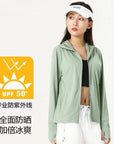 Summer Sunscreen Clothes Women Outdoor Riding Fishing Sports Sun UV Protection Clothing Ice Silk Breathable Hooded Shirt Jackets 