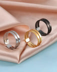 Stainless Steel Simple Geometric Ring Men Women Adjustable