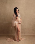 Boho Sequins Maternity Photography Props Long Dresses Bohemian 