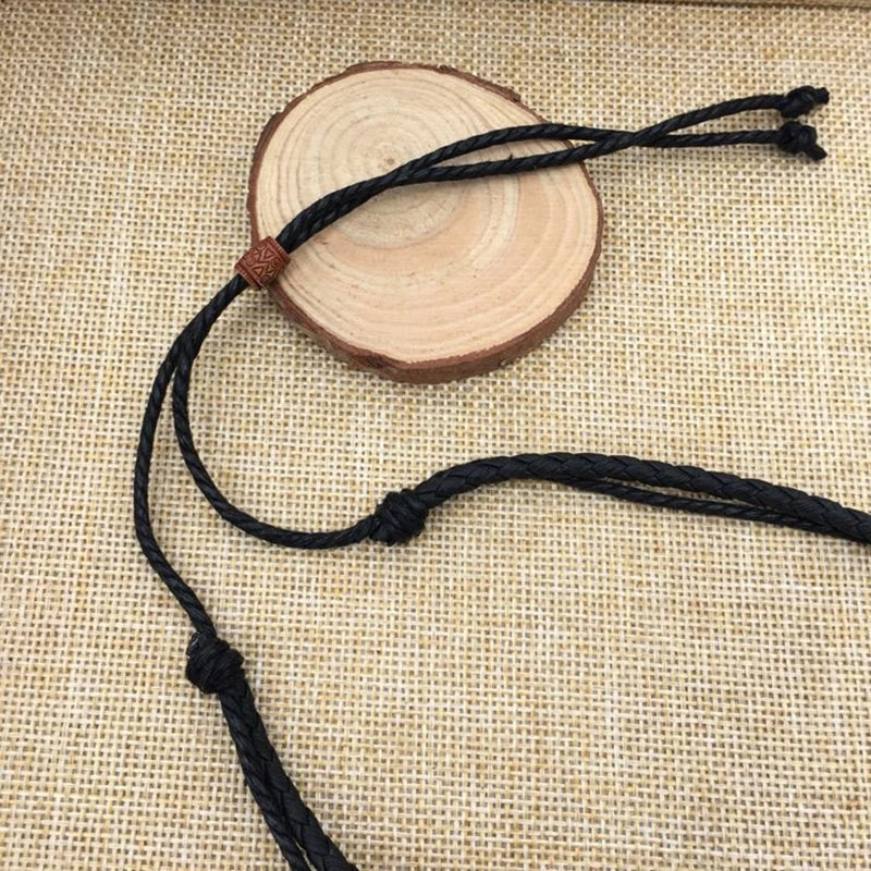 Vintage Tribal Style Boho Leather Necklace Hipppie Double Layered Braided Beaded Cross Pendant Dog Tooth Necklace Jewelry Gift Meifu Market