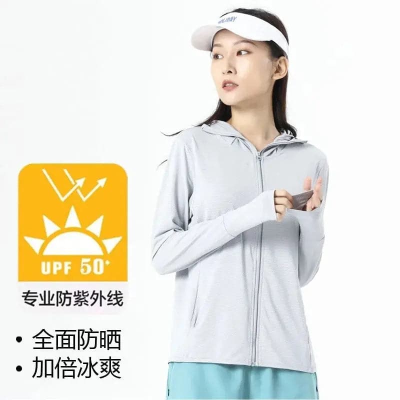 Summer Sunscreen Clothes Women Outdoor Riding Fishing Sports Sun UV Protection Clothing Ice Silk Breathable Hooded Shirt Jackets 