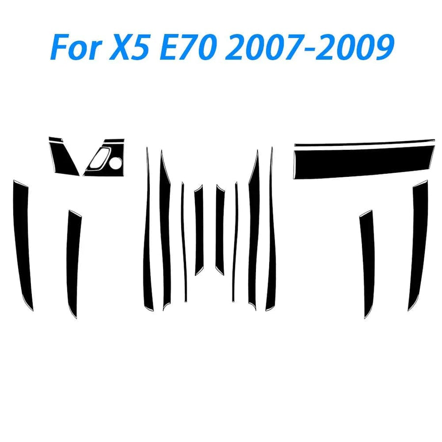 BMW X5 E70 2006-2013 Piano Black Door Panel Decor - Sticker Set