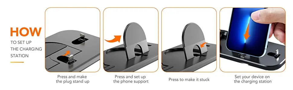 3 in 1 Wireless Charger Pad Stand For iPhone 14 13 12 11 Apple Watch Fast Charging Dock Station for Airpods IWatch Phone Holder 我的商店
