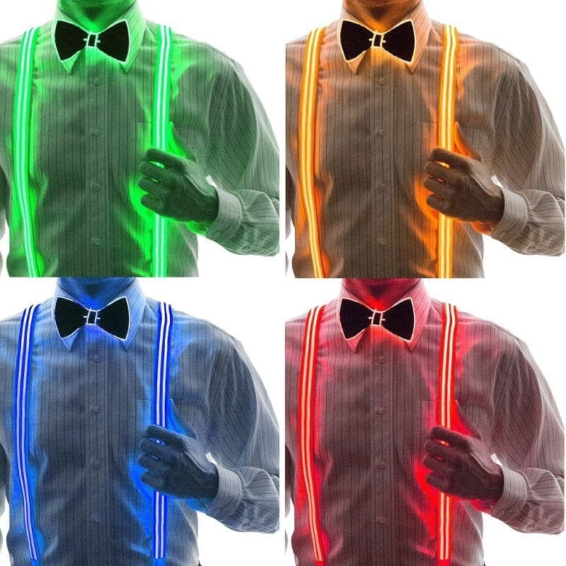 LED Men's Led Glow Suspenders Bow Tie DIY Music Decorations
