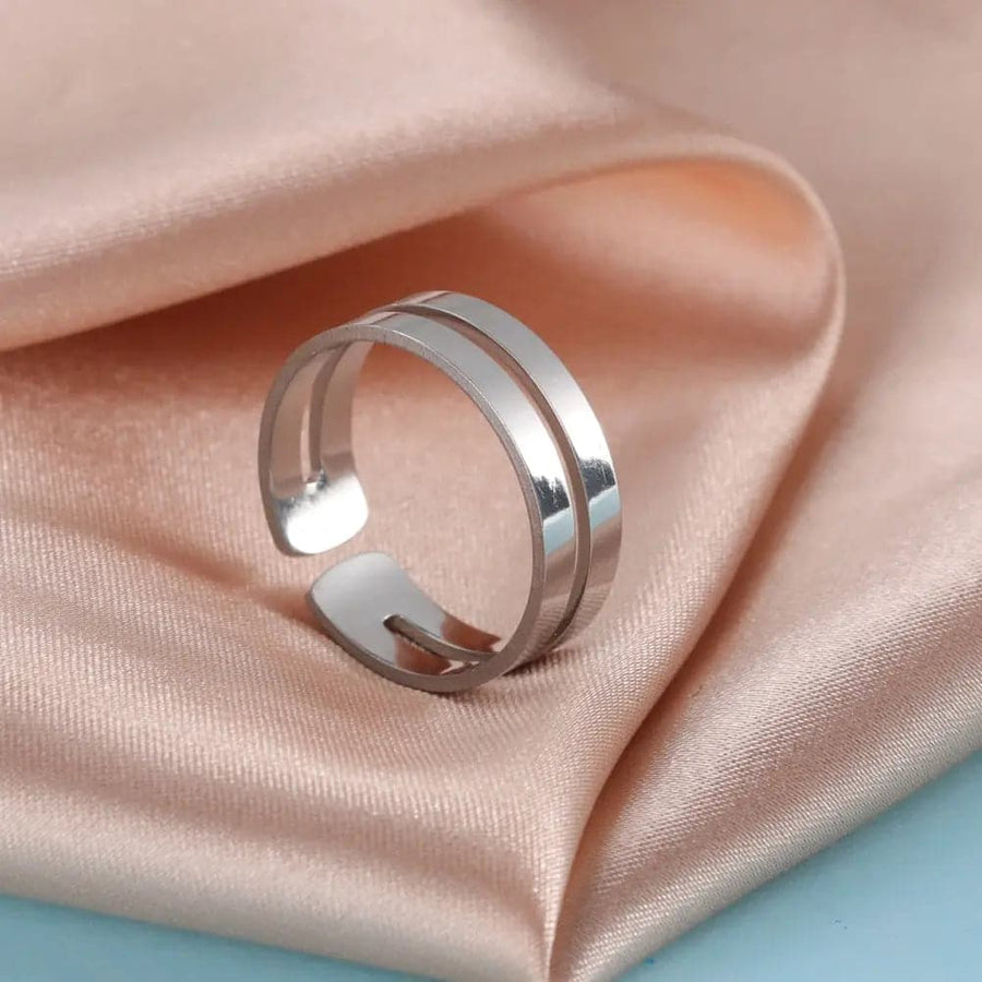 Stainless Steel Simple Geometric Ring Men Women Adjustable