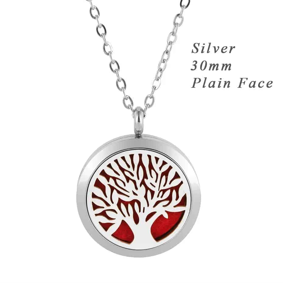 Stainless steel perfume pendant women Tree of Life Diffuser Necklace 