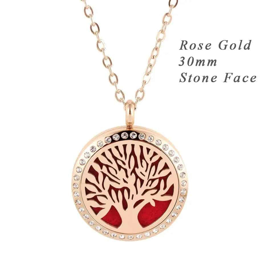 Stainless steel perfume pendant women Tree of Life Diffuser Necklace 