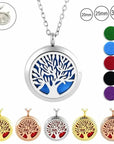 Stainless steel perfume pendant women Tree of Life Diffuser Necklace 