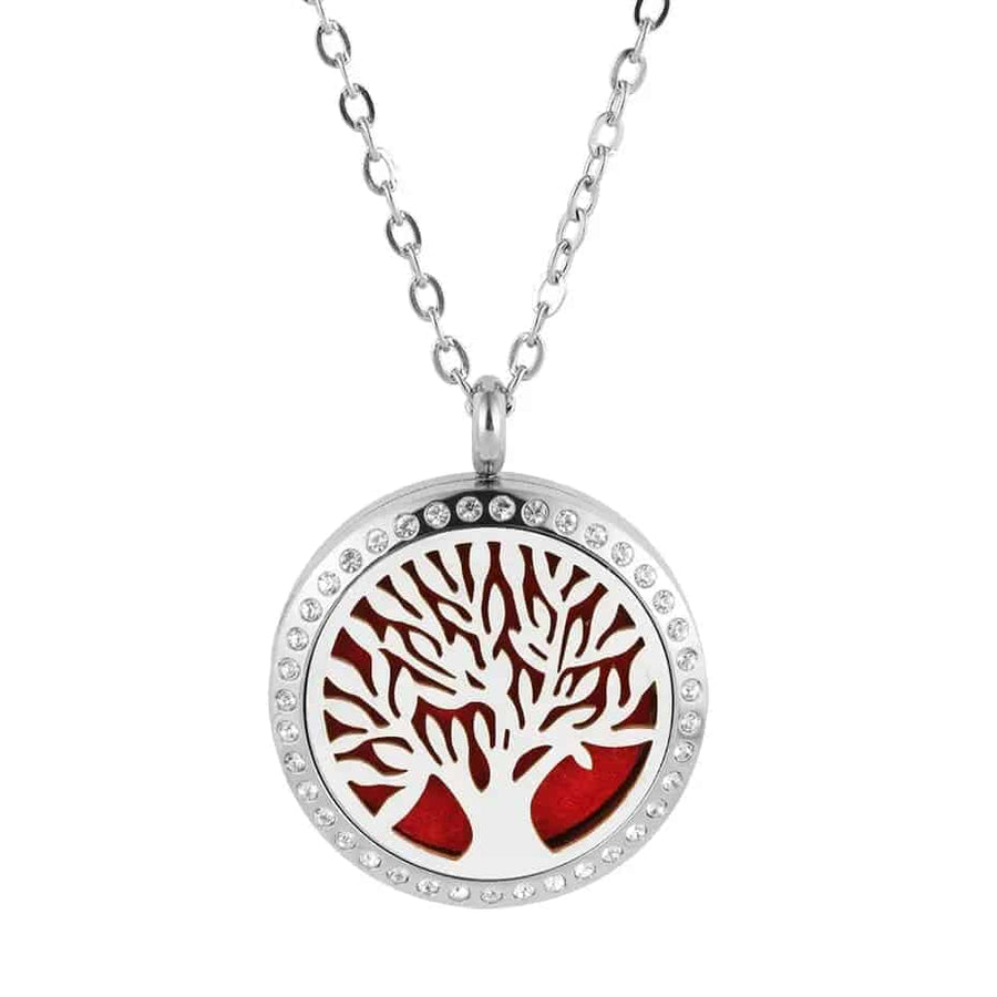 Stainless steel perfume pendant women Tree of Life Diffuser Necklace 