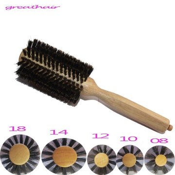 Straight Line Curly Hair Brush Comb log Wood Handle Pig Mane Hair 