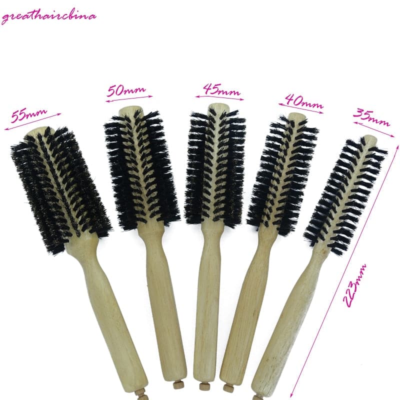 Straight Line Curly Hair Brush Comb log Wood Handle Pig Mane Hair 