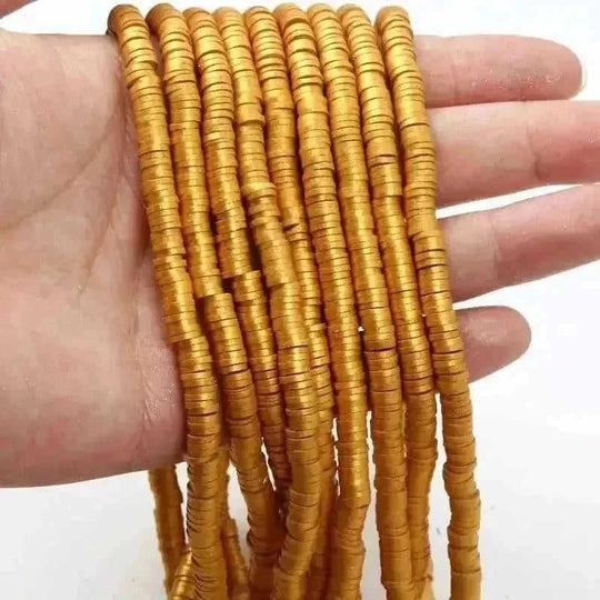 gold plated polymer clay beads | 12mm round flat beads | diy earring charms for crafting | ultrasonic cleaning