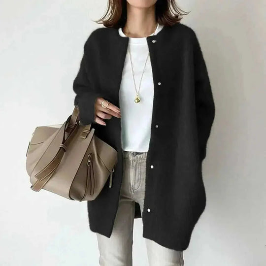 machine washable wool blend | oversized fit cardigan | longline open front coat | energy saving